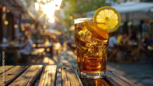 Refreshing Drink on Wooden Table