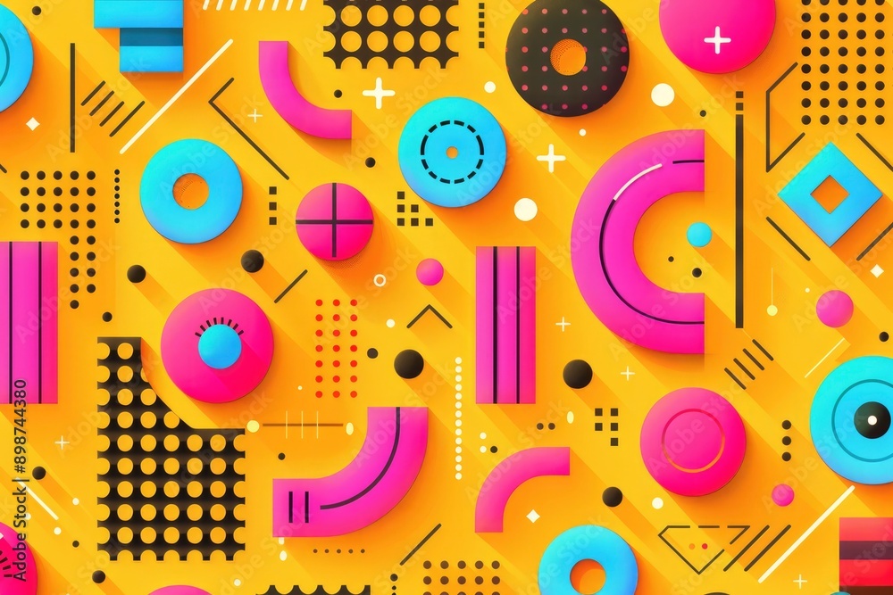 Fototapeta premium Abstract Geometric Pattern with Bright Colors and