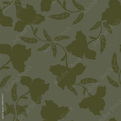 Elegance pink floral stems seamless pattern on a grey background. Vector hand drawn. Artistic, abstract flowers and tiny leaves, buds bells printing. Template for designs, fabric, fashion, textile
