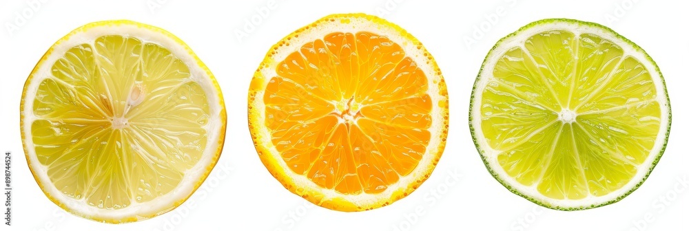 Fototapeta premium lemon, lime, and orange, are isolated on a transparent background
