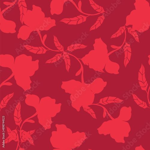 Elegance pink floral stems seamless pattern on a grey background. Vector hand drawn. Artistic, abstract flowers and tiny leaves, buds bells printing. Template for designs, fabric, fashion, textile
