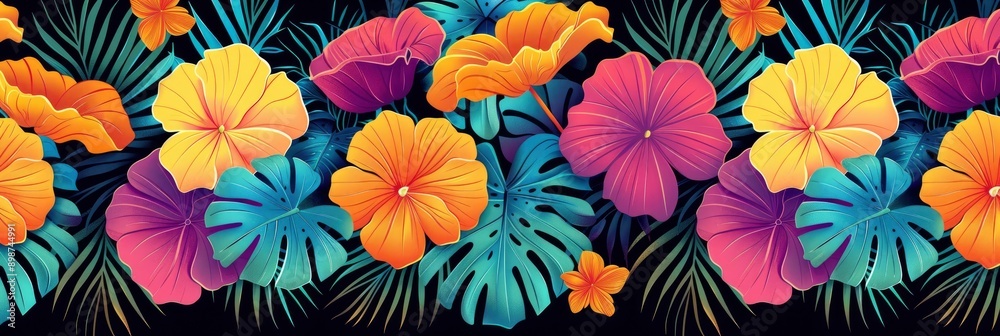 Vibrant Tropical Floral Seamless Pattern Vibrant Tropical Floral Seamless Pattern