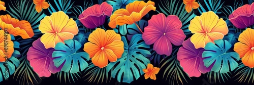 Vibrant Tropical Floral Seamless Pattern