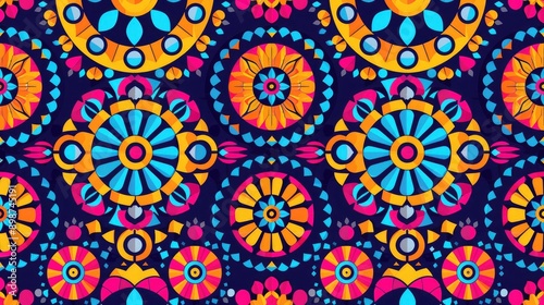 Colorful Mandala Pattern Seamless Background