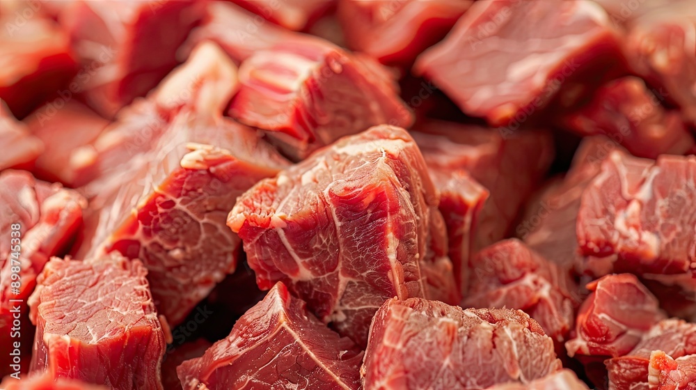 Raw red meat beef, lamb cut into chunks. Fresh and quality product at the butcher shop. Preparation for goulash. Illustration for banner, poster, cover, brochure, advertising, marketing, presentation. Raw red meat beef, lamb cut into chunks. Fresh and quality product at the butcher shop. Preparation for goulash. Illustration for banner, poster, cover, brochure, advertising, marketing, presentation.