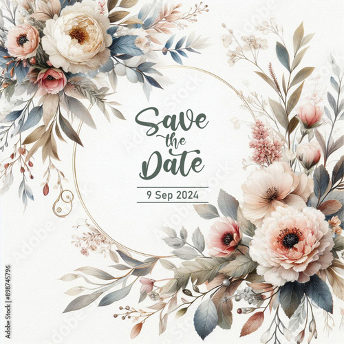 Wedding invitation greeting cards elegant vintage style