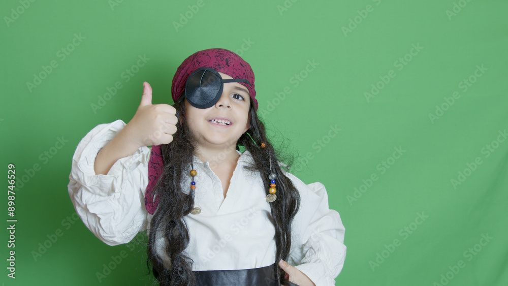 Halloween approval. Child in pirate costume showing thumb up. High quality photo Halloween approval. Child in pirate costume showing thumb up. High quality photo