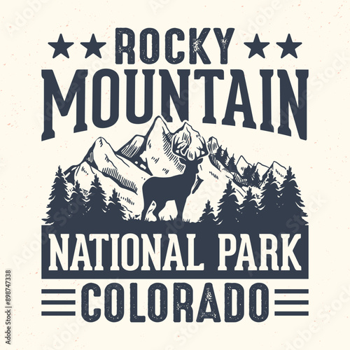 Rocky Mountain National Park, Colorado - Adventure t-shirt design for tourism