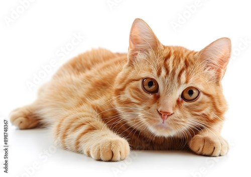 Red cat on white background