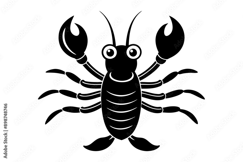 Obraz premium Funny Lobster Vector Illustration and Cartoon Clipart with White Background, Funny lobster vector, cartoon clipart, and line art on white background.