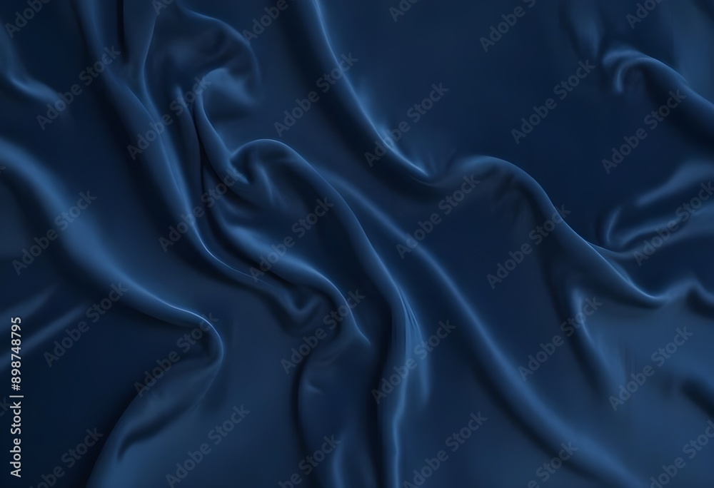 Fototapeta premium Blue velvet texture sample background, smooth, some waves, well enlighted