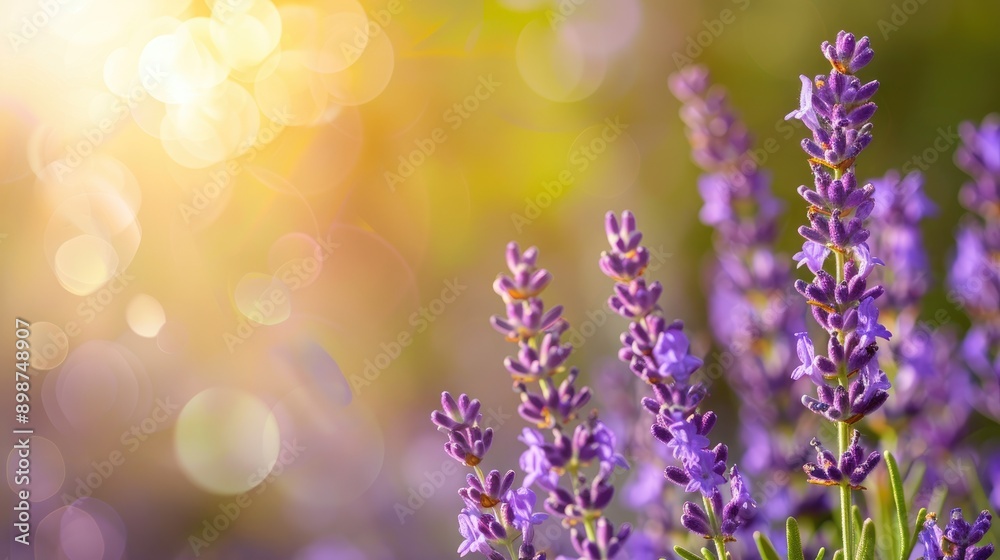 Obraz premium Close up lavender flowers with copy space background