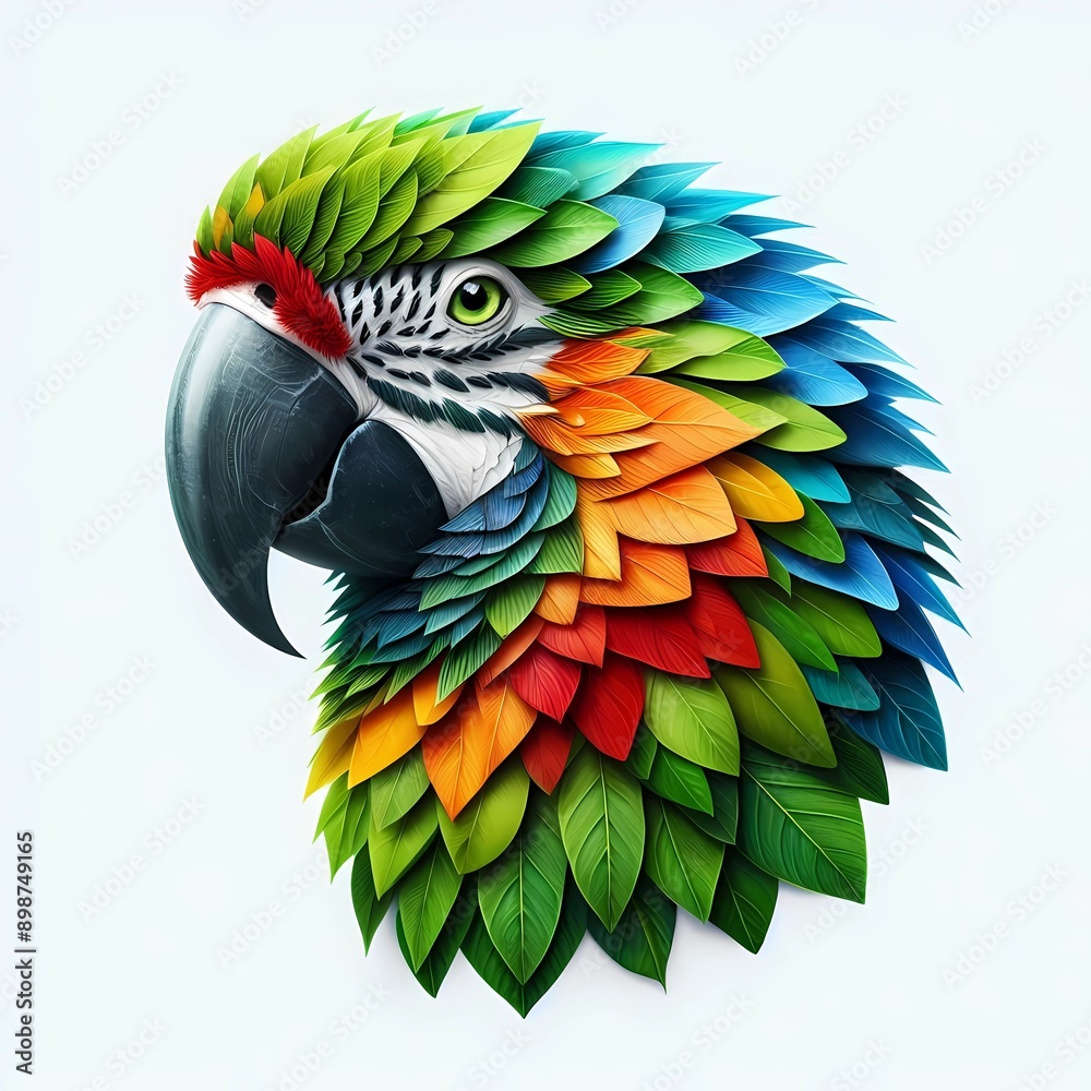 Obraz premium dragon parrot kangaroo eagle wolf wan tiger lion bear giraffe deer moose crane animal nature image leaf covered animal image on white background