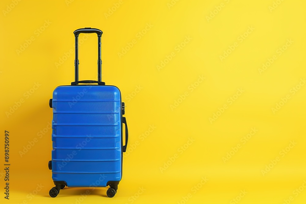 Obraz premium Luggage bag on yellow background. Travel concept