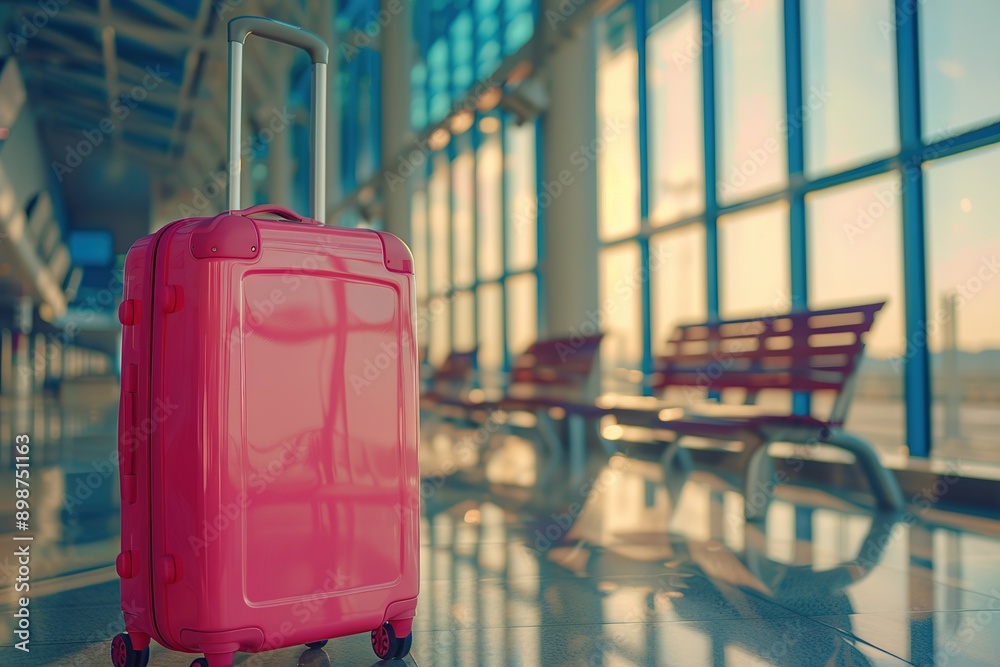 Luggage bag in an empty airport terminal. Travel concept Luggage bag in an empty airport terminal. Travel concept