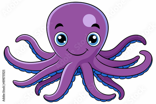 Funny Octopus Vector Illustration Cartoon, Clipart And Line Art Design on White Background, Funny octopus cartoon vector with white background: clipart, illustration, and line art design.