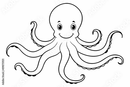 Funny Octopus Vector Illustration Cartoon, Clipart And Line Art Design on White Background, Funny octopus cartoon vector with white background: clipart, illustration, and line art design.