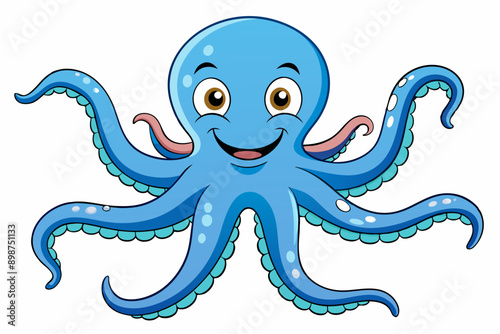 Funny Octopus Vector Illustration Cartoon, Clipart And Line Art Design on White Background, Funny octopus cartoon vector with white background: clipart, illustration, and line art design.