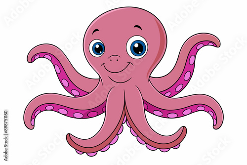 Funny Octopus Vector Illustration Cartoon, Clipart And Line Art Design on White Background, Funny octopus cartoon vector with white background: clipart, illustration, and line art design.