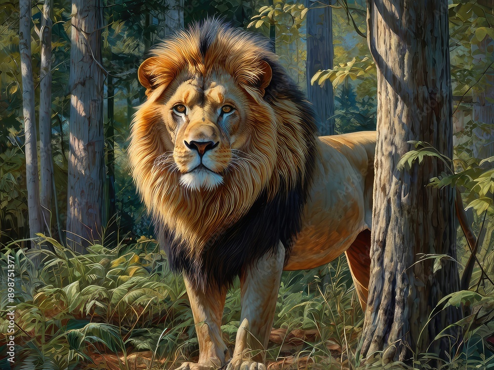 Fototapeta premium Lion forest tiger fiction fire snow wallpaper