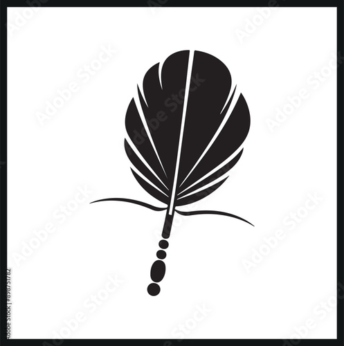 Single feather silhouette, Single feather silhouette of a Badminton