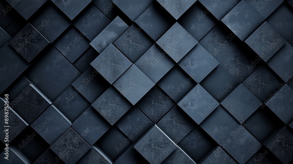 Fototapeta premium Modern abstract background with geometric pattern created by dark textured cubes