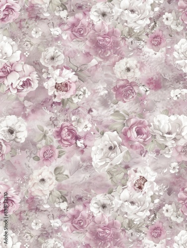 A floral patterned cloth with pink and white flowers
