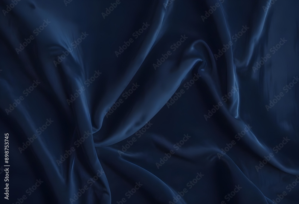 Fototapeta premium Dark blue velvet texture sample background, smooth, some waves, well enlighted