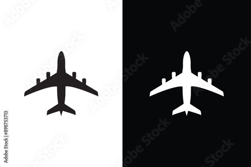 Vector isolated plane icon silhouette. Pictogram vector or plane flying silhouette shape graphic simple plain clipart symbol. Black white background