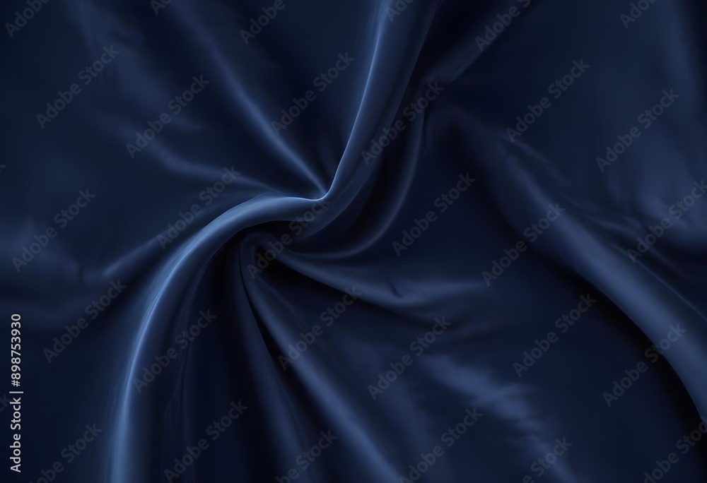 Fototapeta premium Dark blue velvet texture sample background, smooth, some waves, well enlighted