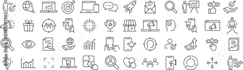 ベクターのマーケティングに関する線画アイコンセット