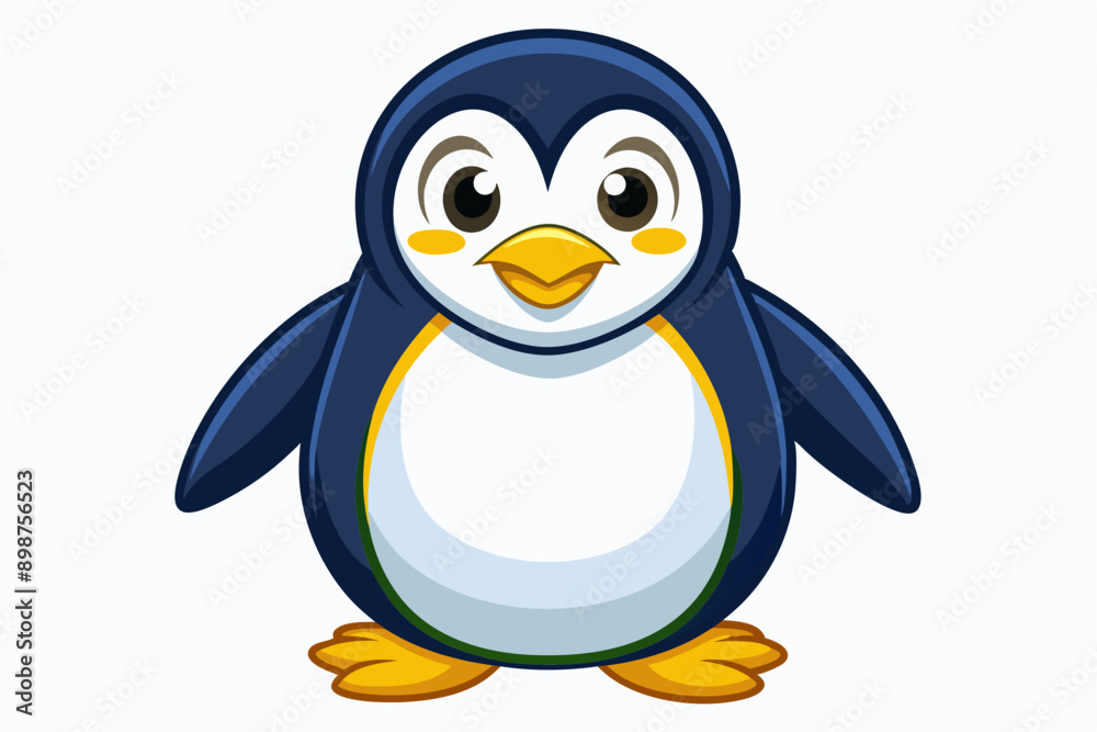 Obraz premium Funny Penguin Vector Illustration, Cartoon, Clipart, Line Art Design on White Background, Funny penguin vector illustration, cartoon, clipart, and line art design on white background.
