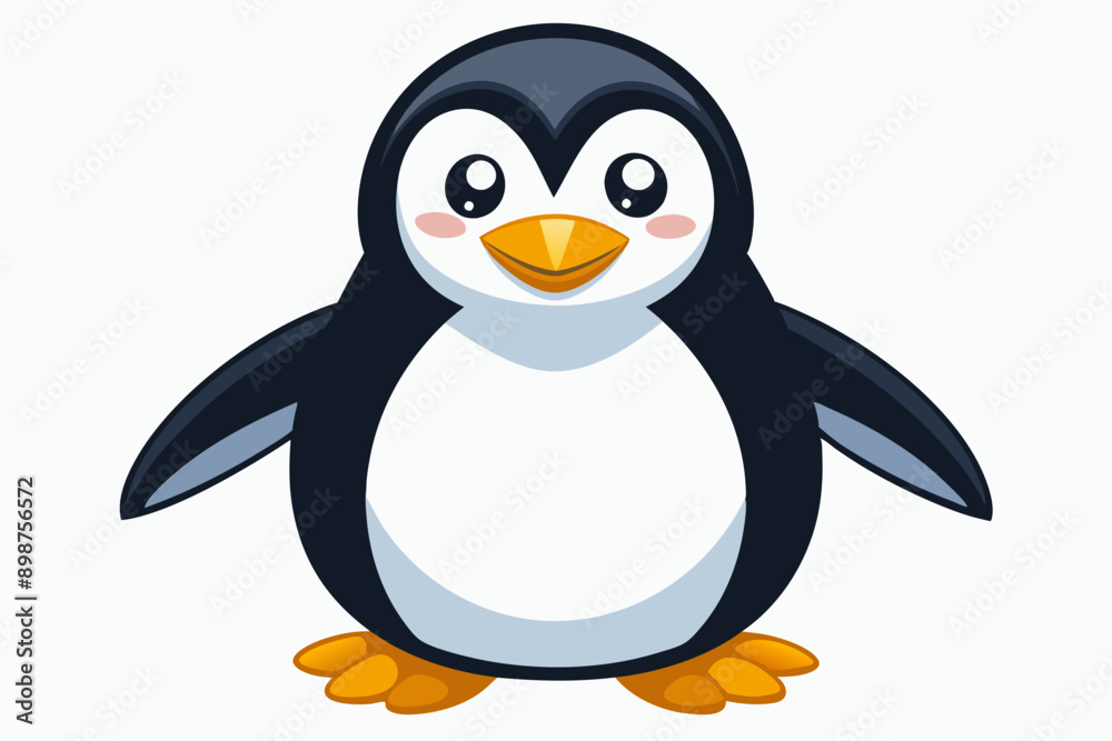 Obraz premium Funny Penguin Vector Illustration, Cartoon, Clipart, Line Art Design on White Background, Funny penguin vector illustration, cartoon, clipart, and line art design on white background.
