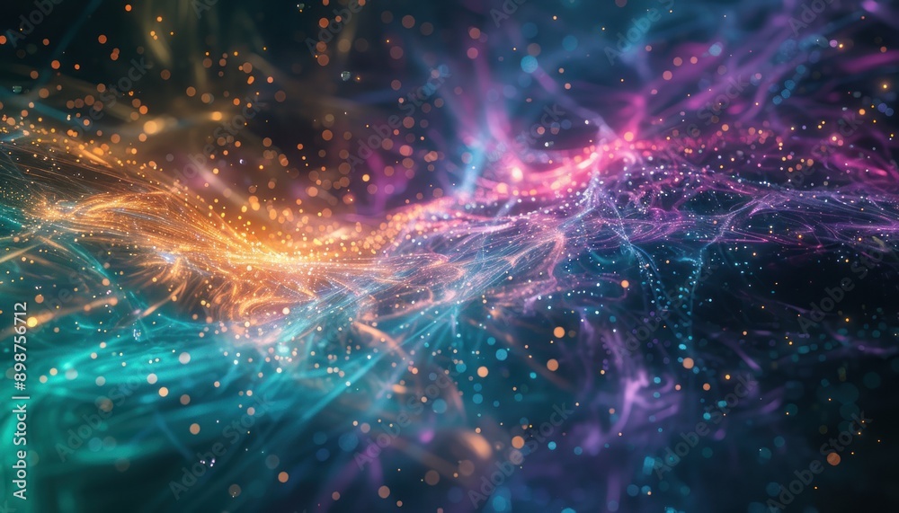 Abstract Swirling Light and Particles in a Dark Background Abstract Swirling Light and Particles in a Dark Background