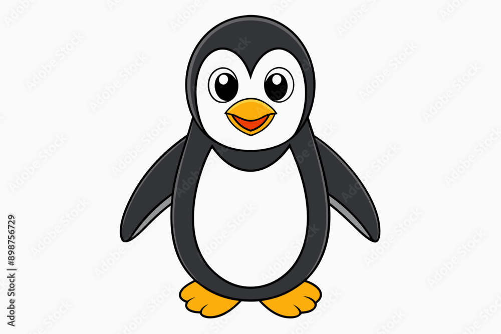 Obraz premium Funny Penguin Vector Illustration, Cartoon, Clipart, Line Art Design on White Background, Funny penguin vector illustration, cartoon, clipart, and line art design on white background.