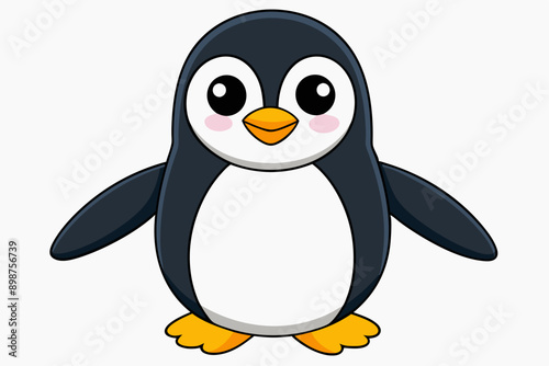 Funny Penguin Vector Illustration, Cartoon, Clipart, Line Art Design on White Background, Funny penguin vector illustration, cartoon, clipart, and line art design on white background.