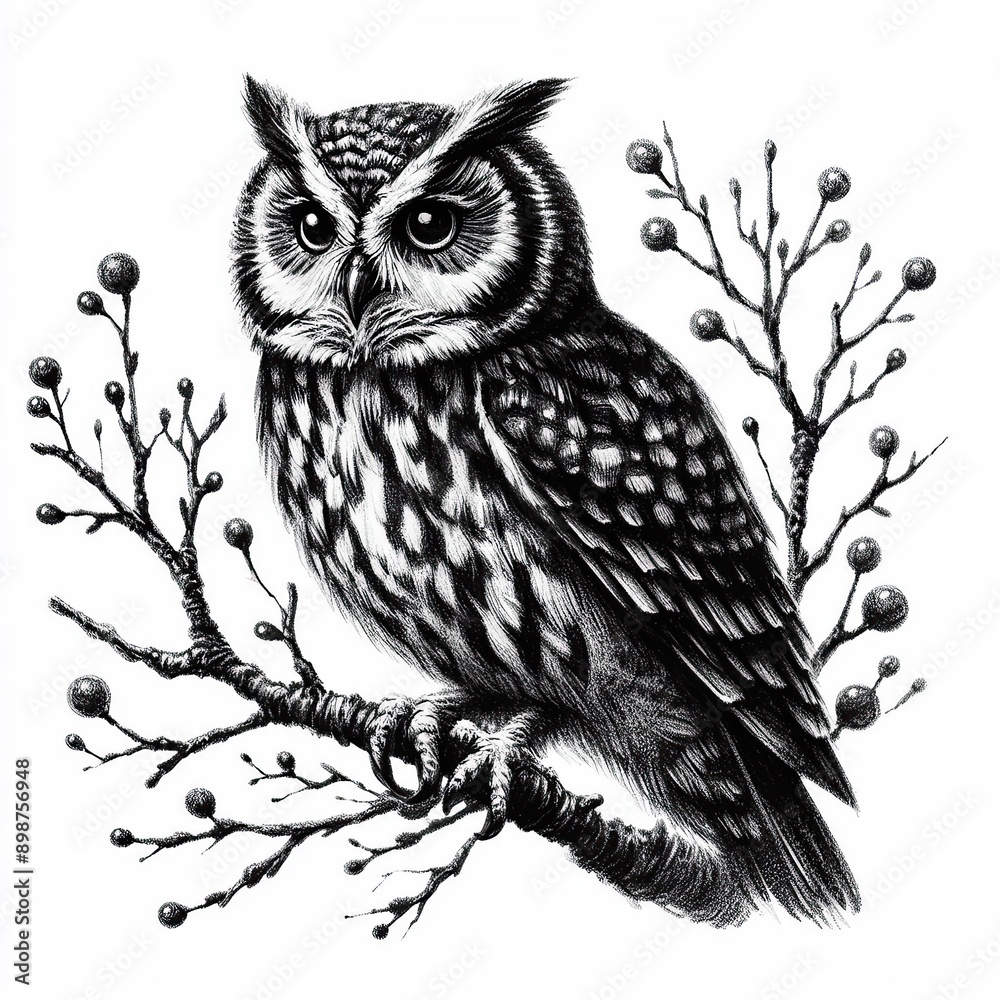 Fototapeta premium owl pencil drawing