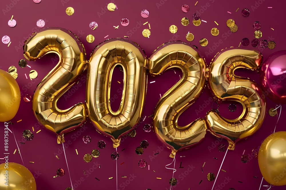 Gold foil balloons shaped like the numbers Gold foil balloons shaped like the numbers