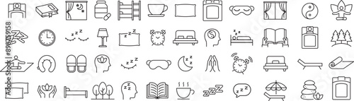 ベクターの睡眠に関する線画アイコンセット