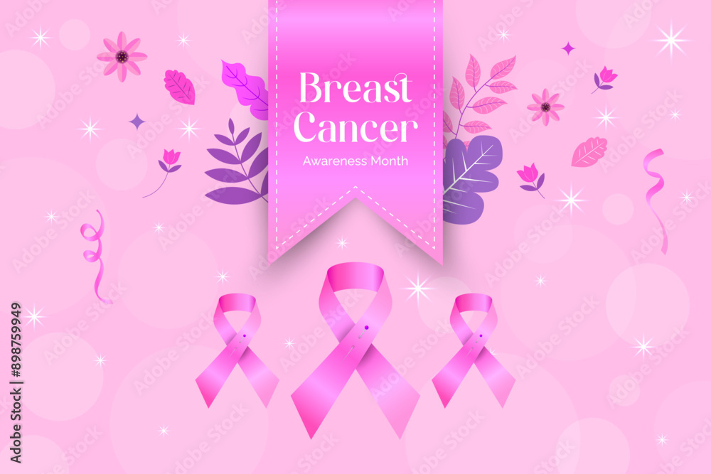 Breast Cancer Awareness Month Vector Illustration Pink Background with Pink Bow Ribbon Layout Design Breast Cancer Awareness Month Vector Illustration Pink Background with Pink Bow Ribbon Layout Design
