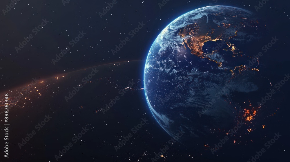 Fototapeta premium Earth from Space with Stars