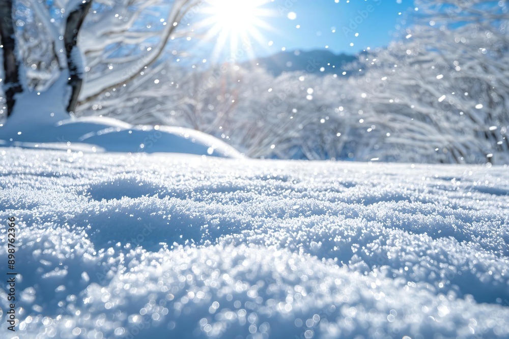 Tranquil Snow-Covered Landscape Under Clear Blue Sky, Ideal for Copy Space Tranquil Snow-Covered Landscape Under Clear Blue Sky, Ideal for Copy Space