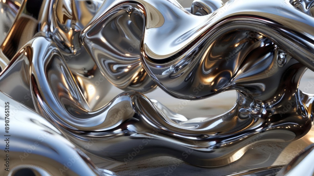 Abstract metallic sculpture with flowing, dynamic forms. Abstract metallic sculpture with flowing, dynamic forms.
