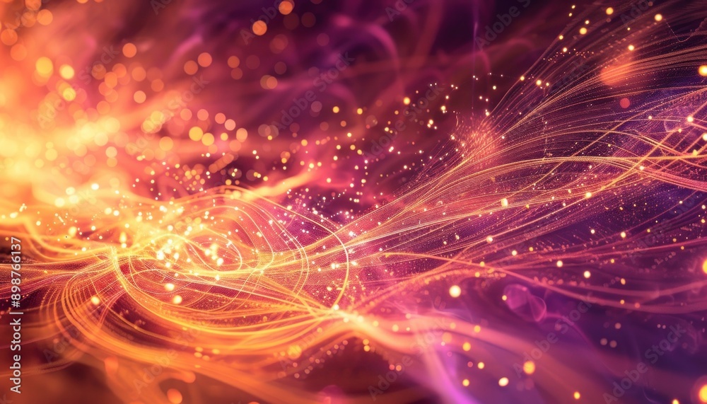 Abstract Background with Golden Lines and Lights Abstract Background with Golden Lines and Lights
