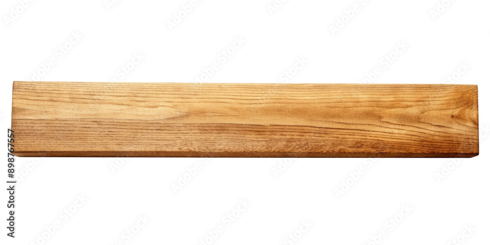A rustic wooden plank shown in top view isolated on a transparent background, ideal for construction and decoration themes. PNG. A rustic wooden plank shown in top view isolated on a transparent background, ideal for construction and decoration themes. PNG.