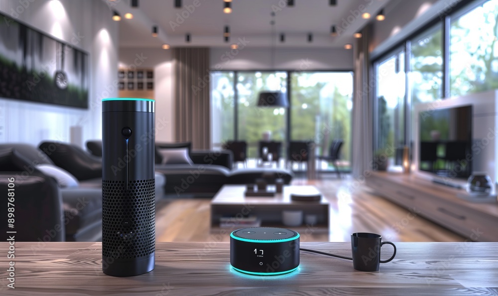 Smart home interior with interconnected devices responding to voice ...