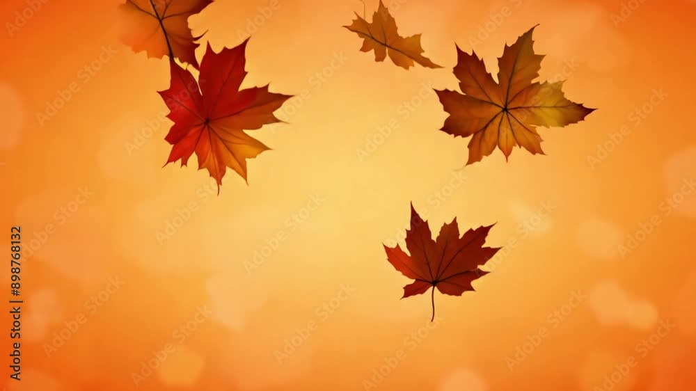 Realistic falling autumn leaves 4K animation video with a soft pastel fall orange background. Use it for your project presentation, or to provide a beautiful relaxing environment. Abstract nature Realistic falling autumn leaves 4K animation video with a soft pastel fall orange background. Use it for your project presentation, or to provide a beautiful relaxing environment. Abstract nature