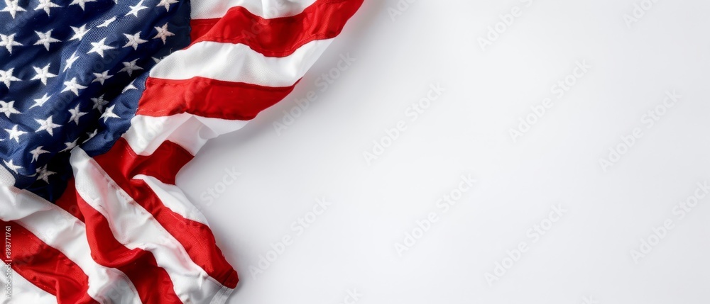 an American flag against a white backdrop, allowing for superimposition of the US flag an American flag against a white backdrop, allowing for superimposition of the US flag
