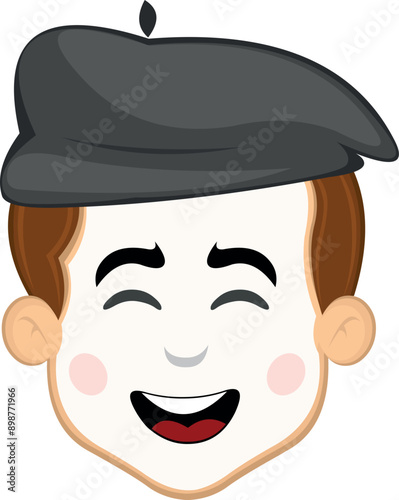 vector illustration face character of street artist mime cartoon with a cheerful and smiling expression