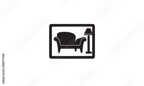 Interior room, furniture gallery logo design black simple flat icon on white background
